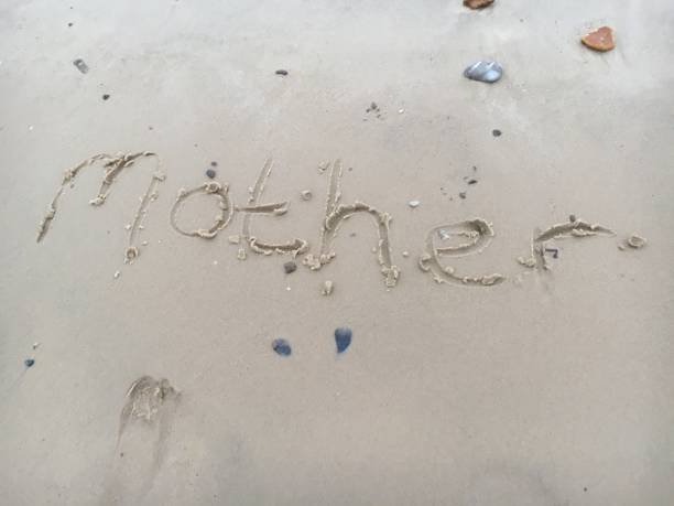 istock mother wrote in sand at beach 1266830926
