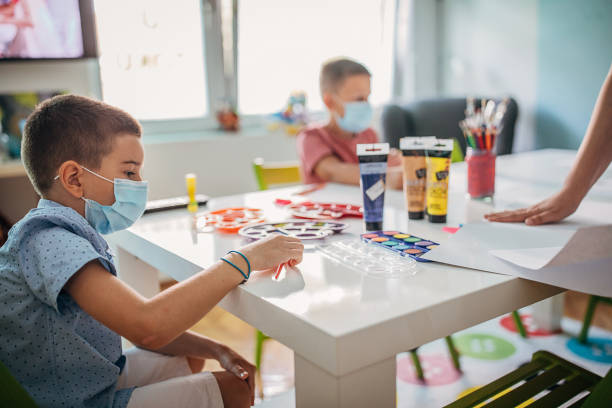 istock Two kids having fun on class in private school classroom 1266832437