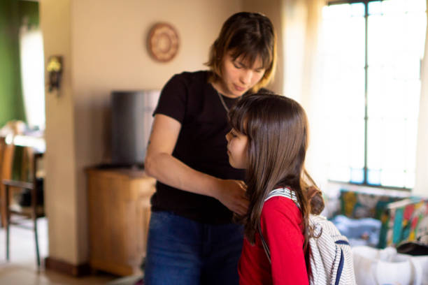 istock mother with her daughter before going to school 1266833202