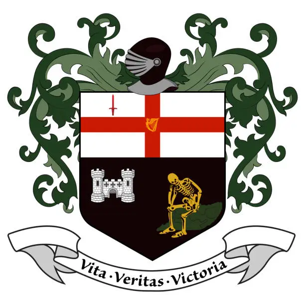 Vector illustration of Coat of arms of City Derry of Ireland
