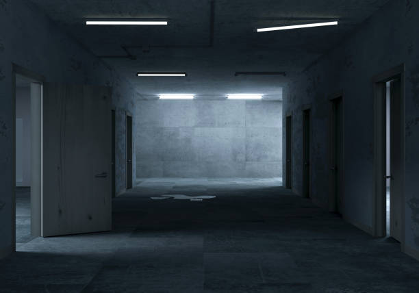 istock Post apacalypse corridor of the secret laboratory 1266837830