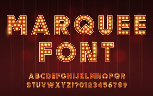 illustrations, cliparts, dessins animés et icônes de retro cinema or theater shows marquee font for dark background - cabaret