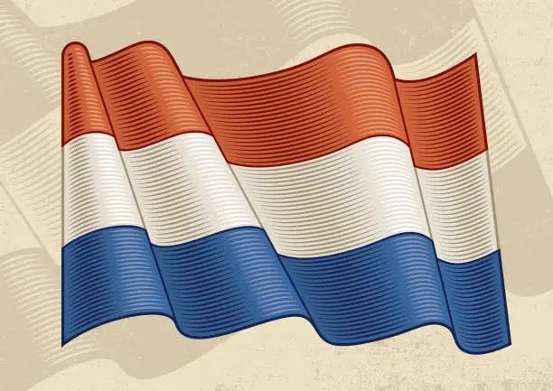 Vector illustration of Vintage Flag Of Netherlands