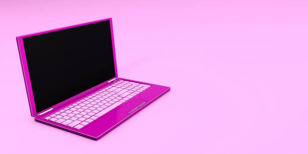 istock Laptop close-up pink color online 3d concept 3d rendering 1266842692