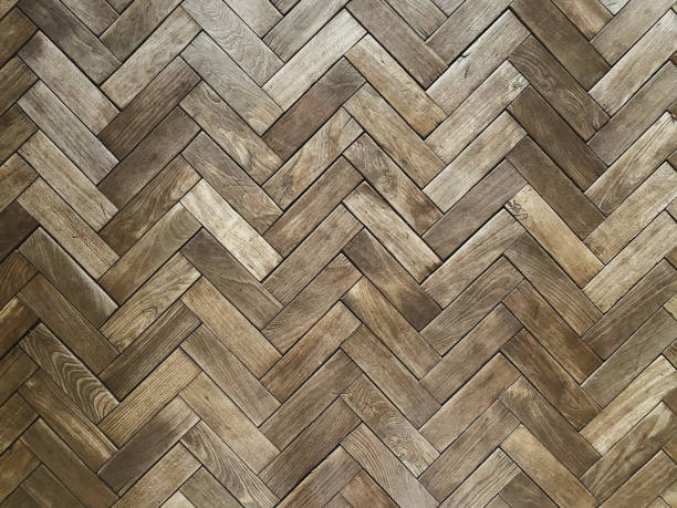 istock Classic wooden floor parquet texture as interior background. Natural herringbone floor texture 1266844865