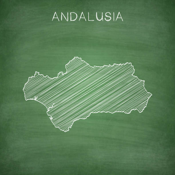 карта андалусии, нарисованная на доске - blackboard - green backgrounds textured dirty stock illustrations