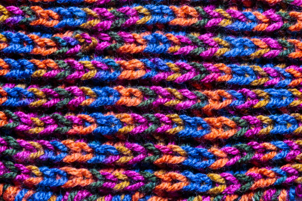 istock Macro backdrop of a handmade woolen fabric 1266852235