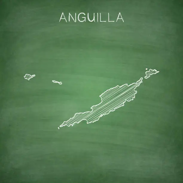 Vector illustration of Anguilla map drawn on chalkboard - Blackboard
