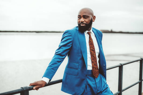 African man in a stylish blue suit