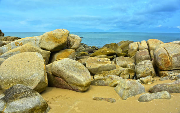 istock On the seashore there is a big rock Many 1266855110