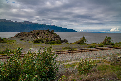 Cloudy and rainy day on the Kenai peninsula in Alask