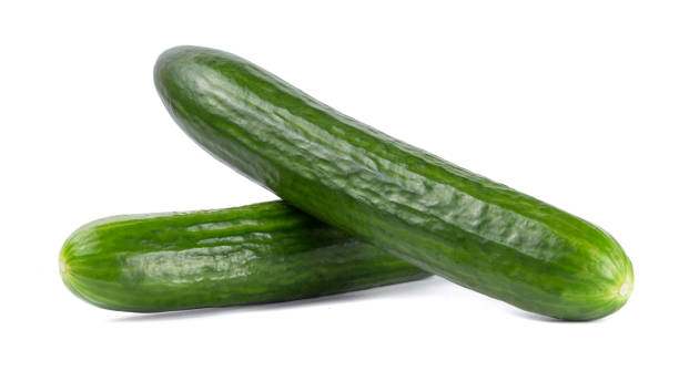 istock Green Tasty whole Cucumber isolated on white background 1266856054
