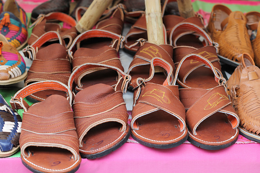 the handmade leather and fur sandals shoes