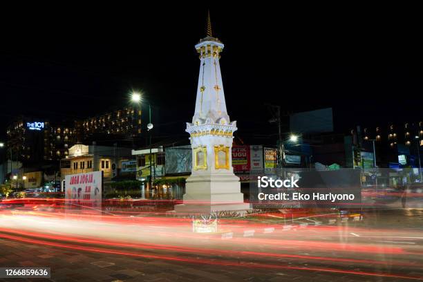 The View Of Tugu Yogyakarta On Saturday Night Stock Photo - Download Image Now - Yogyakarta, City, Monument