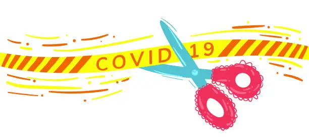 Vector illustration of Banner for end of coronavirus lockdown.