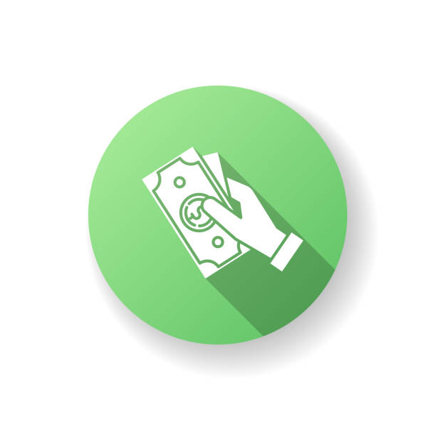 ilustrações, clipart, desenhos animados e ícones de mão segurar dinheiro verde design plano longo sombra ícone glifo - dollar sign symbol computer icon dollar
