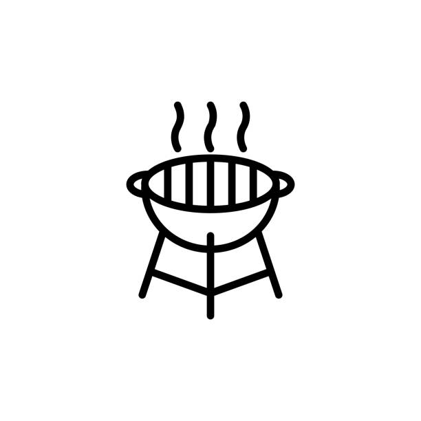 ilustraciones, imágenes clip art, dibujos animados e iconos de stock de plantilla de diseño de icono de cocina barbacoa - computer graphic meat barbecue chicken food