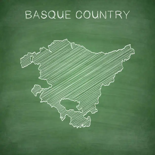 Vector illustration of Basque Country map drawn on chalkboard - Blackboard