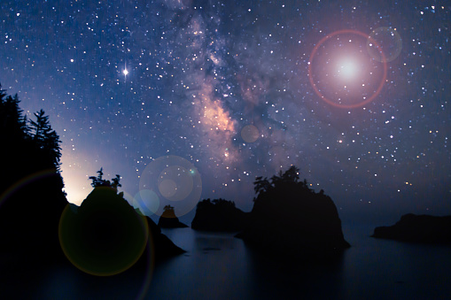 See the Milky Way and the reflection of the Milky Way in the Crab Cave through the Crab Cave