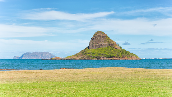 Mokoli’i, is a basalt islet in Kāneʻohe Bay, seen from Kualoa Point  Hawaii