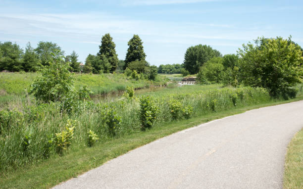 istock Bike Path, Dam and Native Flora: Aurora, Illinois 1266869297