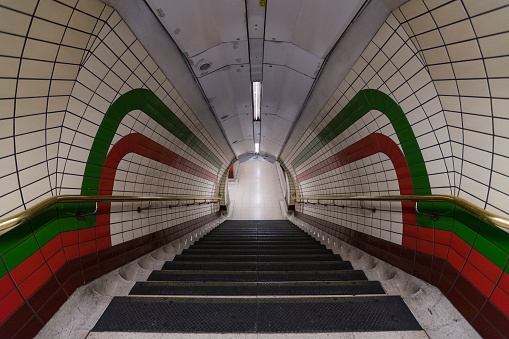 Subway stairs In Piccadilly Circus.