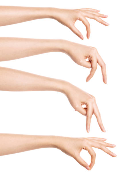 istock A set of woman hand gestures isolated on white. 1266873779
