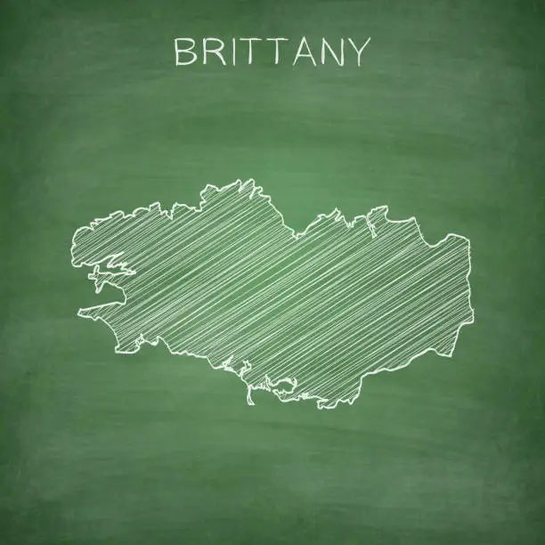 Vector illustration of Brittany map drawn on chalkboard - Blackboard