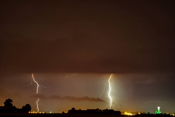 istock Lightning in the sky at night. 1266880957