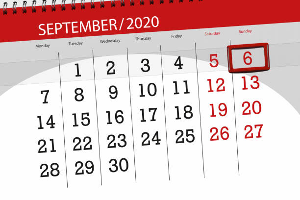 istock Calendar planner for the month september 2020, deadline day, 6, sunday 1266881687