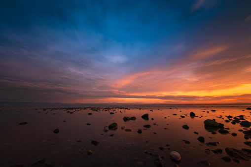 Dramatic sunset along the shores of western Vancouver Island.