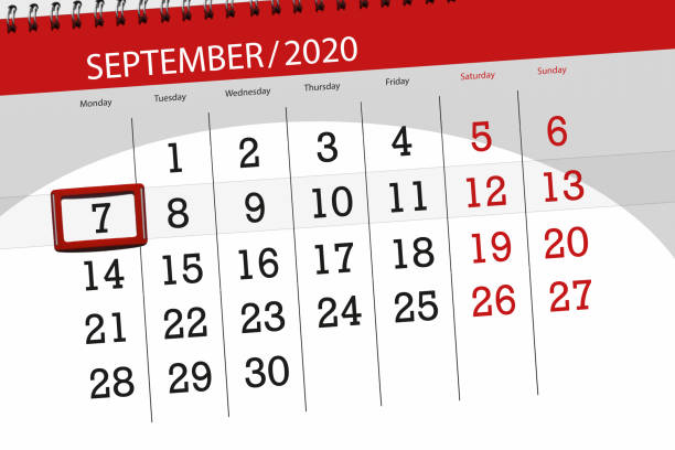 istock Calendar planner for the month september 2020, deadline day, 7, monday 1266888823