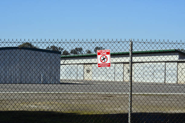 istock No flying drones sign next to airport 1266892195
