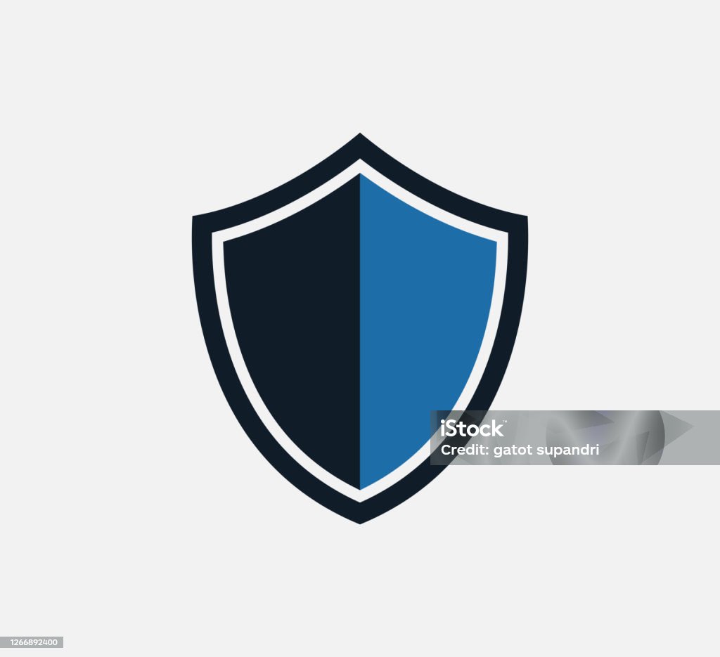 Shield and sword icon vector logo design template Shielding stock vector