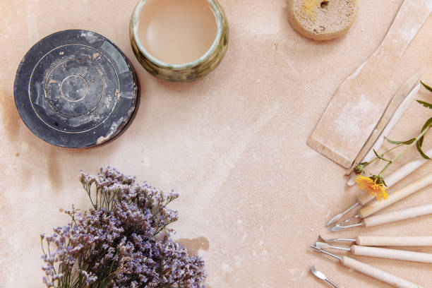 istock Tools for hand sculpting and working with clay products 1266900592