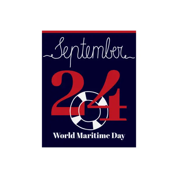 Vector illustration of Calendar sheet, vector illustration on the theme of World Maritime Day on September 24.