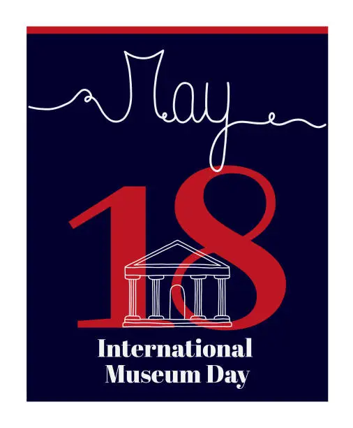 Vector illustration of Calendar sheet, vector illustration on the theme of International Museum Day. May 18.