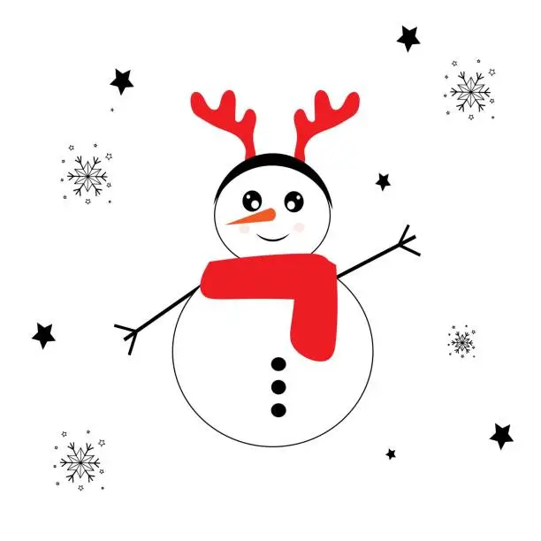 Vector illustration of cute christmas snowman vector illustration