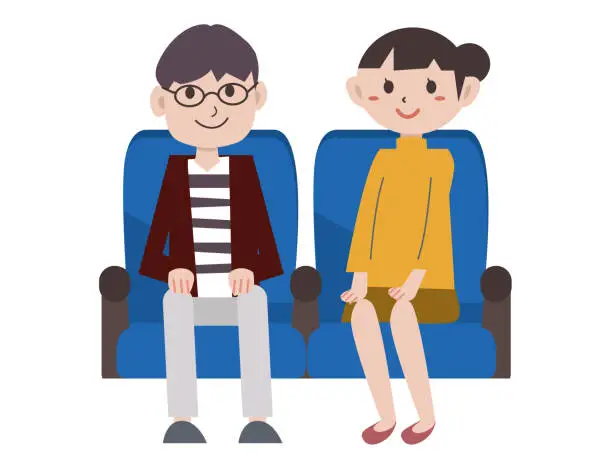 Vector illustration of Couple sitting in a seat