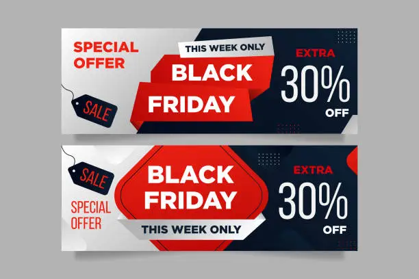 Vector illustration of Black friday banners in red and black colors