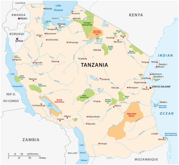 National park vector map of the East African state of Tanzania National park vector map of the East African state of Tanzania republic of tanganyika stock illustrations