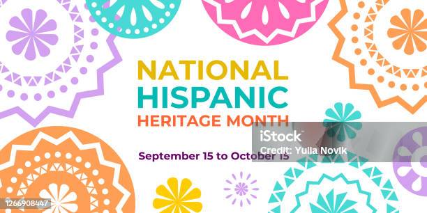 Hispanic Heritage Month Vector Web Banner Poster Card For Social Media And Networks Greeting With National Hispanic Heritage Month Text Papel Picado Pattern Perforated Paper On Black Background Stock Illustration - Download Image Now
