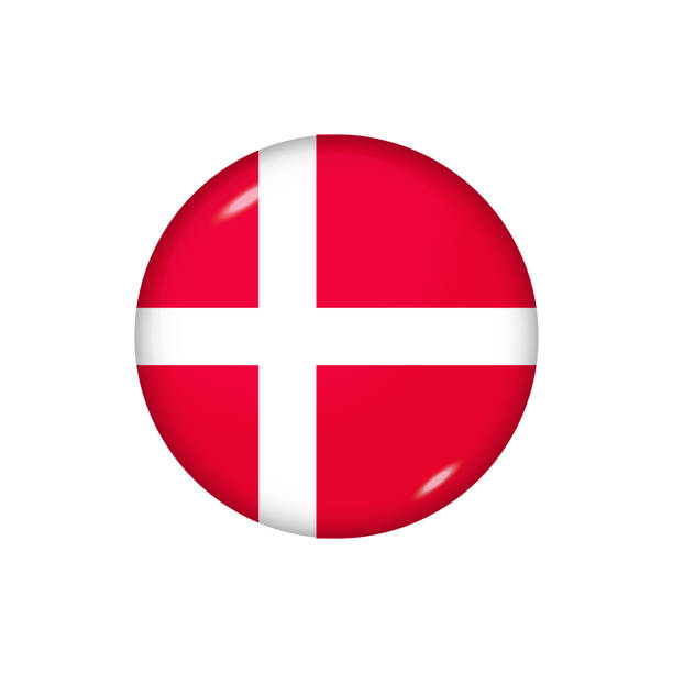 Glossy flag icon ofDenmark Icon flag of Denmark . Round glossy flag. Vector illustration. EPS 10 aalborg stock illustrations