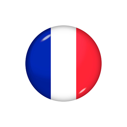 Icon flag of France . Round glossy flag. Vector illustration. EPS 10