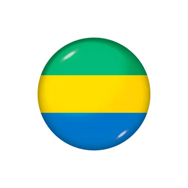 Vector illustration of Glossy flag icon ofGabon