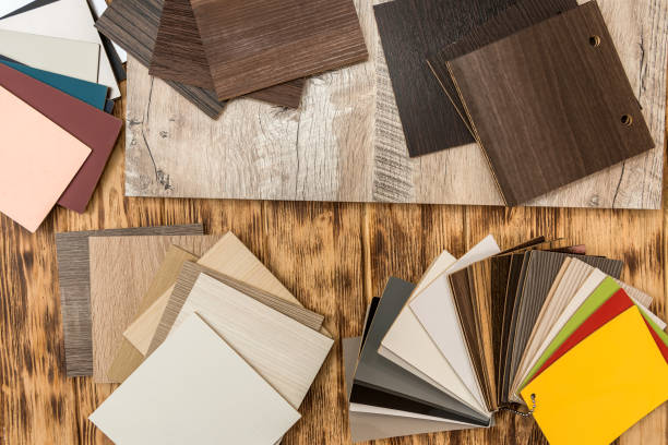 istock Surface parquet floor sampler, oak plank or laminate catalog. Hardwood material, wooden sampler for your furniture home design 1266914380