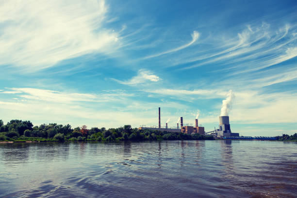 istock Power plant near the river 1266916770