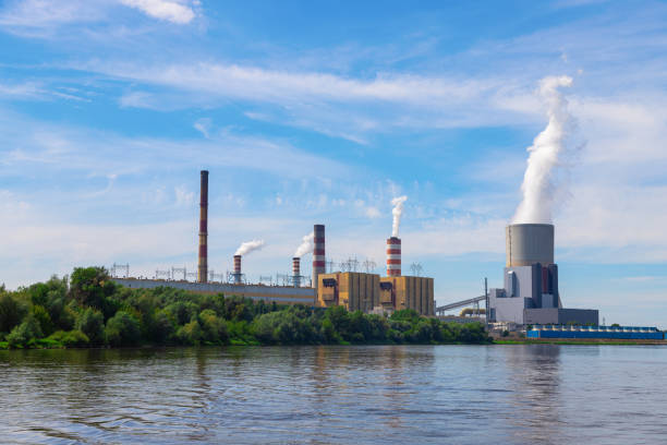 istock Power plant near the river 1266916843
