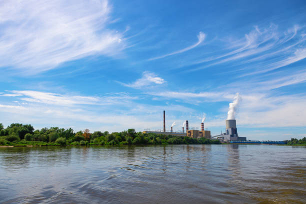 istock Power plant near the river 1266916869