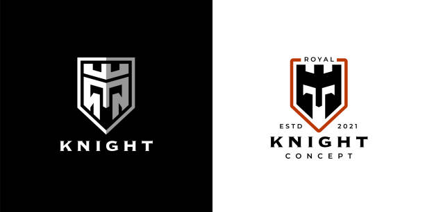 ilustrações, clipart, desenhos animados e ícones de conceito de design de ícone do escudo knight - black knight